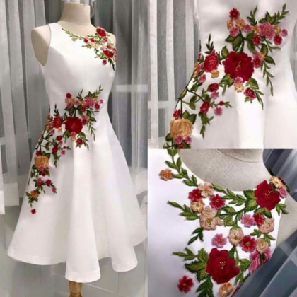 Embroidery ,flowered,a-line, Homecoming Dress,..
