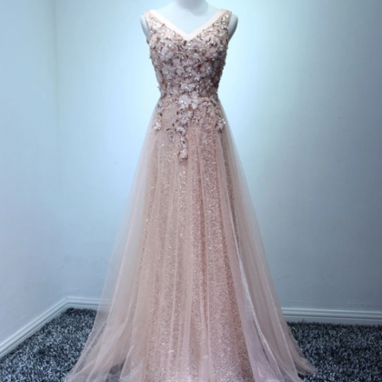 Tulle Swquins Long Prom Dress, Evening Dress
