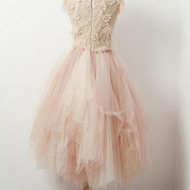 Cute V-Neck Tulle Short Prom Dress, A-Line Party Homecoming Dress