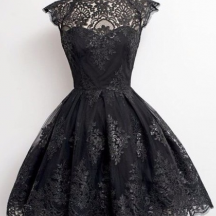 Custom Elegant Black Lace Beading Homecoming..