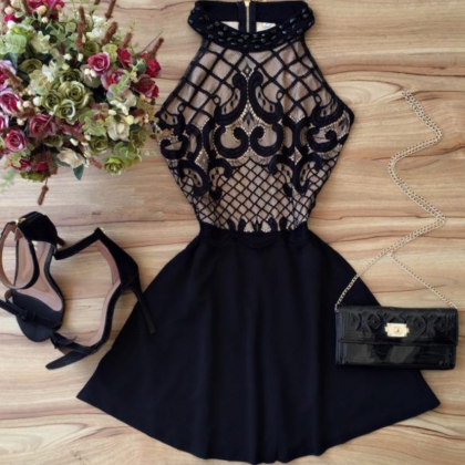 Black Prom Dress,halter Prom Dress,fashion..