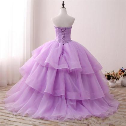 Sweetheart Lilac Ball Gown Quinceanera Dresses..