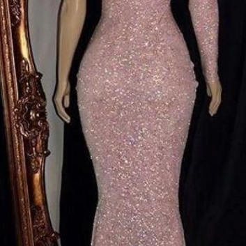Sparkly Pink Sequined Mermaid Prom Dresses 2020..