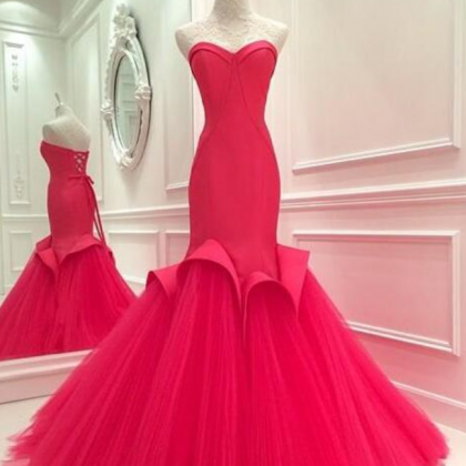 Red Prom Dresses,evening Dress,beaded Prom..