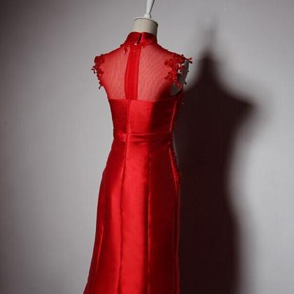 Prom Dresses,high Neck Dress,red Prom..
