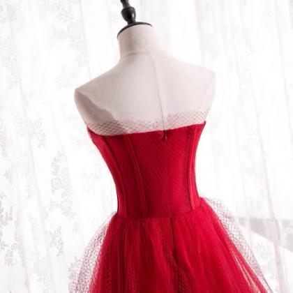 Prom Dresses Fairy Temperament Evening Dress,red..