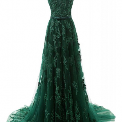 A-line Prom Dresses,appliques Prom Dresses,green..