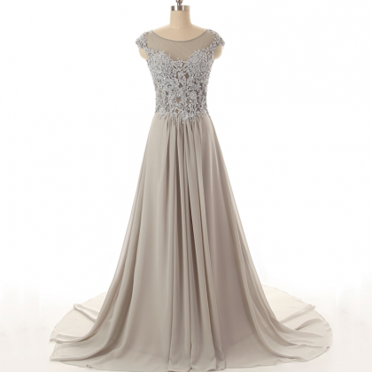 Sleeveless A-line Chiffon Floor-length Prom Dress..