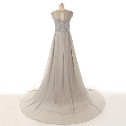 Sleeveless A-line Chiffon Floor-length Prom Dress..