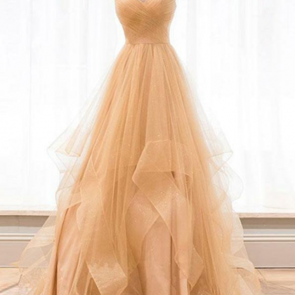 Elegant A line Spaghetti Straps Champagne Long Length Prom Dress Birthday Outfits