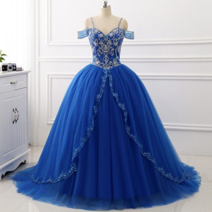 Royal Blue Quinceanera Dresses Ball Gown Spaghetti..