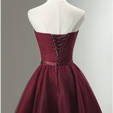 Homecoming Dresses Beautiful Simple Wine Red Tulle..