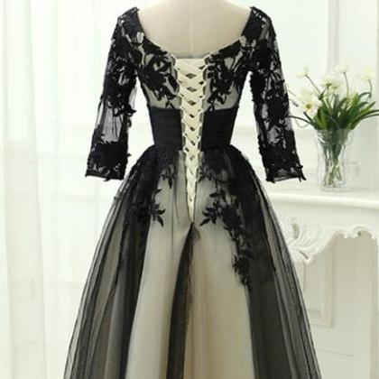 Homecoming Dresses Elegant Black Tea Length..