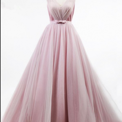 V Neck Prom Dress, Sexy Tulle Prom Dresses, Long..