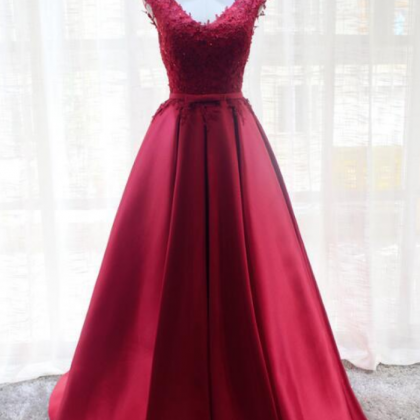 Prom Dresses Lace And Satin Long Formal Dress,..