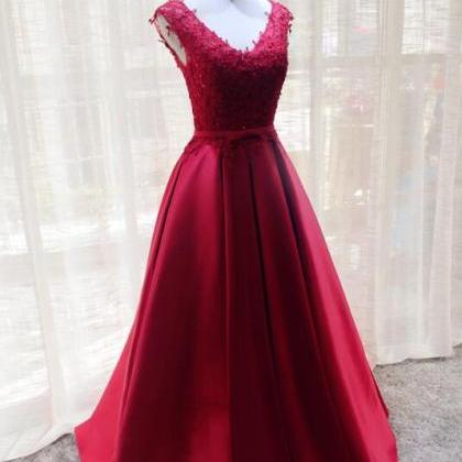 Prom Dresses Lace And Satin Long Formal Dress,..