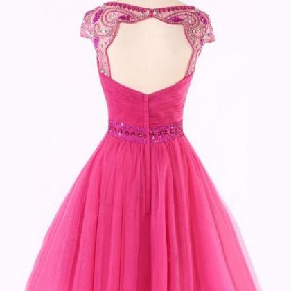 Short Prom Dresses, Pink Prom Dresses, Tulle Prom..
