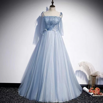 Blue Evening Dress Temperament Prom Dress, Long..