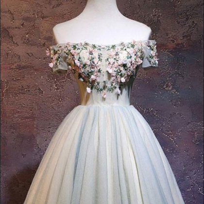 Cute Tulle Off Shoulder Short Prom Dress,..