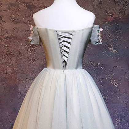 Cute Tulle Off Shoulder Short Prom Dress,..