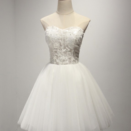Charming Prom Dress, White Tulle Prom Dresses,..