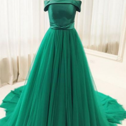 Green Tulle Long Prom Dress,long Evening..