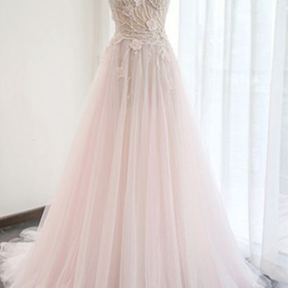Charming Prom Dress, A Line Pink Long Prom..