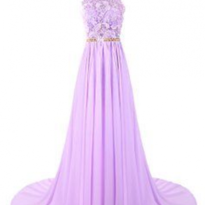 Charming Purple Prom Dresses, Backless Chiffon..