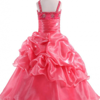 Girls Pageant Dresses Spaghetti Straps Crystal..