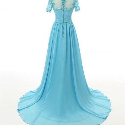 Prom Dresses, Light Blue Chiffon Prom Dress With..