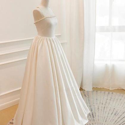 Prom Dresses,simple Ivory Satin Long Prom Dress,..