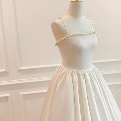 Prom Dresses,simple Ivory Satin Long Prom Dress,..