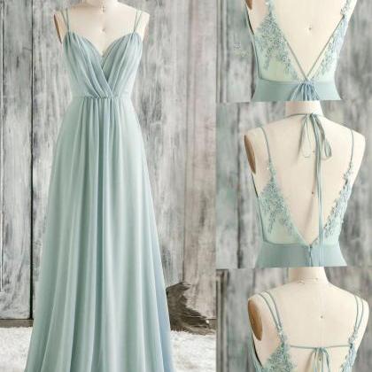 Prom Dresses,a Line Chiffon Lace Long Prom Dress,..