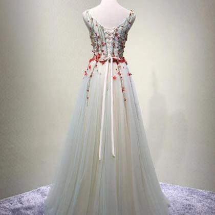 Prom Dresses, Cute V Neck Tulle Long Prom Dress,..