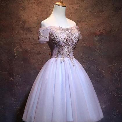 Homecoming Dresses,cute Lace Applique Tulle Short..