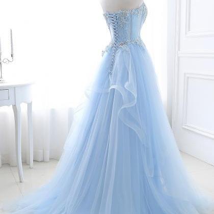 Light Blue Prom Dress Sexy Sweetheart Evening..