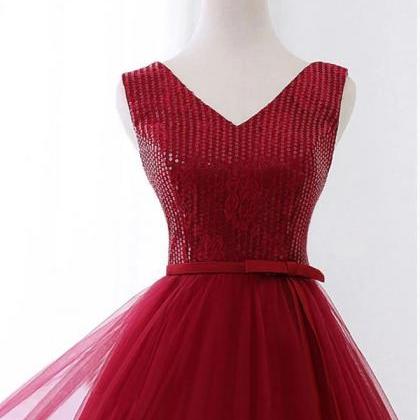 Homecoming Dresses,cute V Neck Sequins Tulle Short..