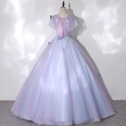 Prom Dresses,tulle With Butterfly Ball Gown Sweet..