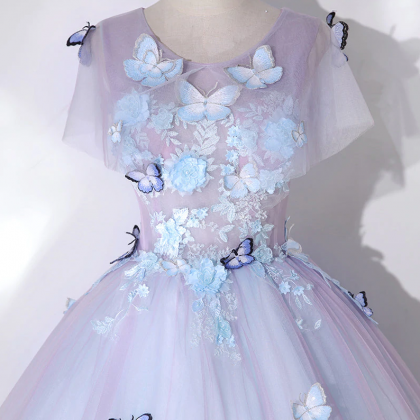 Prom Dresses,tulle With Butterfly Ball Gown Sweet..