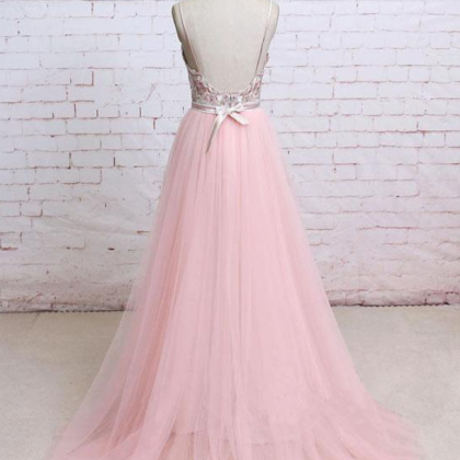 Prom Dresses,spaghetti Straps Lace Flora Tulle..