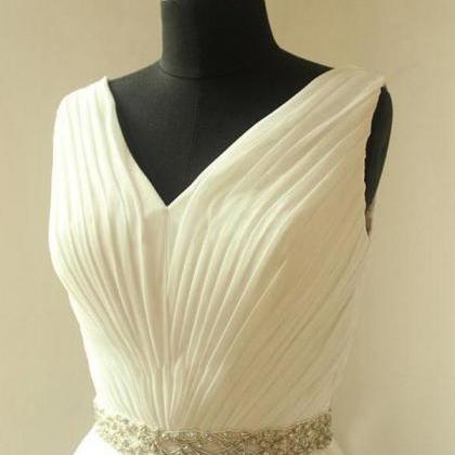 Prom Dresses,v-neck Wedding Dress,sleeveless..