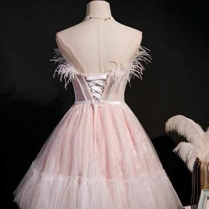 Feather Dress, Light Luxury Lace Homecoming Dress,..