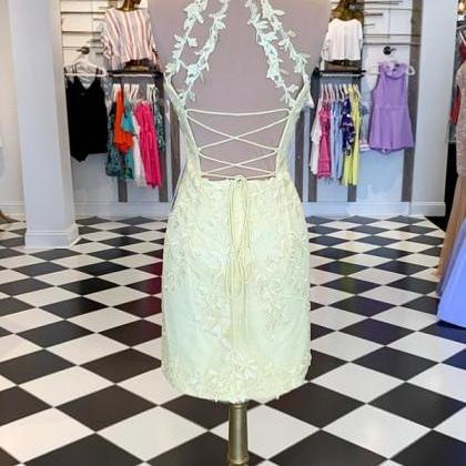 Shining Halter Homecoming Dresses, Lace Beaded..