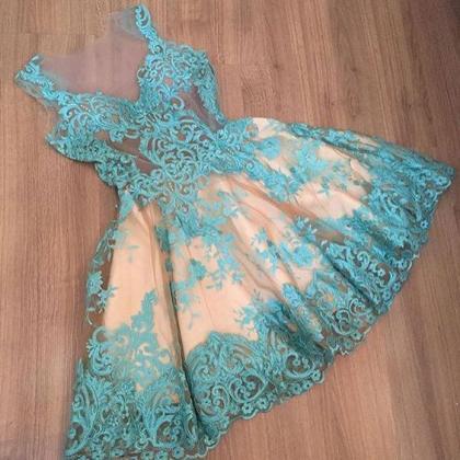 Sexy See Through Homecoming Dress, Lace Prom..