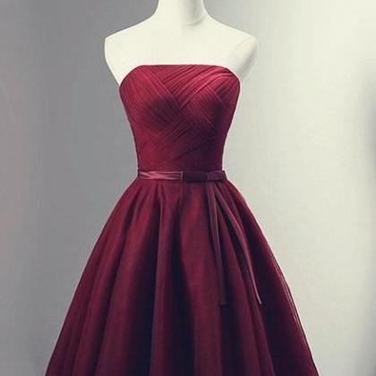 Beautiful Simple Wine Red Tulle Short Party Dress,..