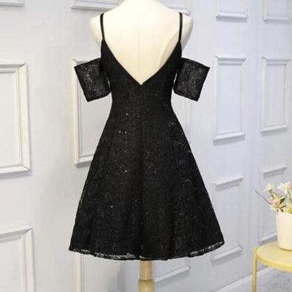Black Lace With Sequins Homecoming Dresses, Lovely..