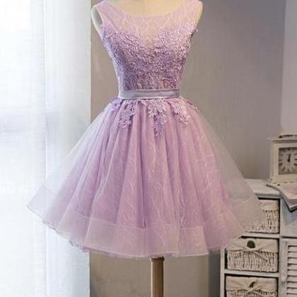 Short Tulle Lace Cute Round Neckline Homecoming..