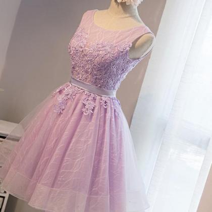 Short Tulle Lace Cute Round Neckline Homecoming..