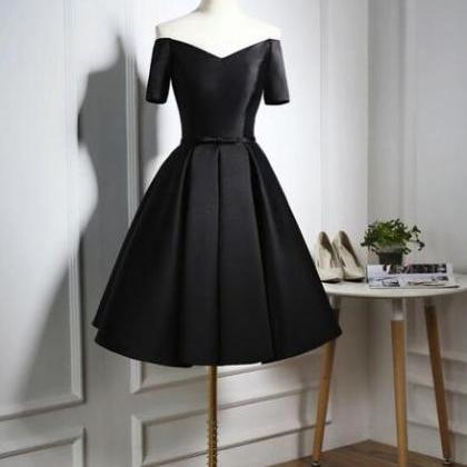 Light Black Off Shoulder Black Dress, Black Formal..