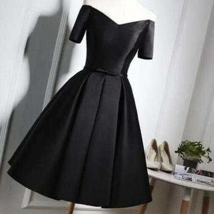 Light Black Off Shoulder Black Dress, Black Formal..